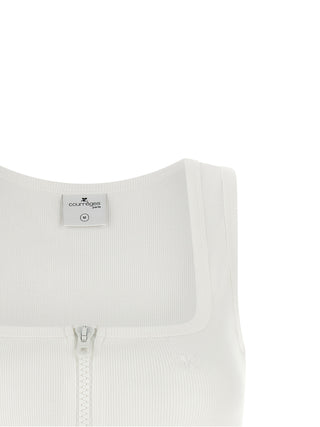 Courrèges Ribbed Cotton Zip Tank Top
