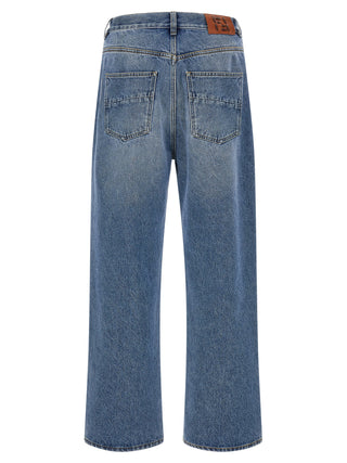 Fendi Blue Cotton Relaxed Fit Jeans