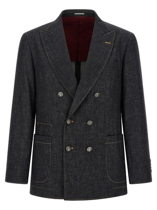Brunello Cucinelli Blue Cotton Blazer