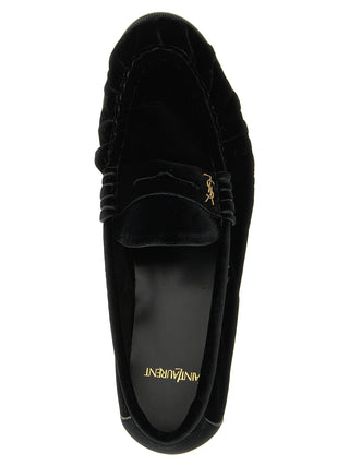 Saint Laurent Black Viscose Slip-On Loafers