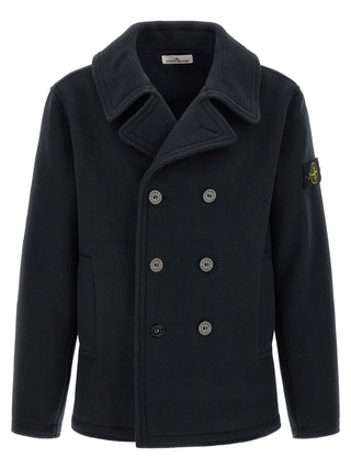Stone Island Blue Cotton Coat