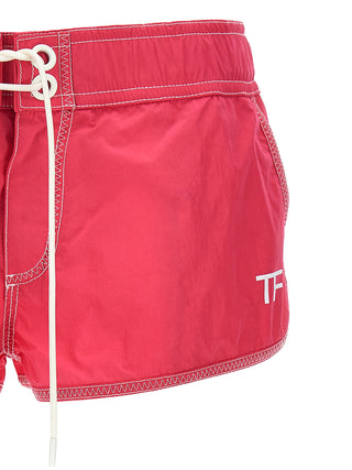Tom Ford Logo Print Nylon Bermuda Shorts