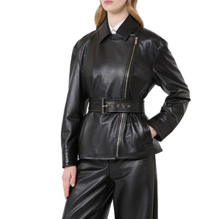 Max Mara Nappa Leather Biker Jacket