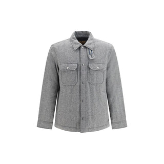 Woolrich Gray Wool Oves Aries Full-Length Jacket