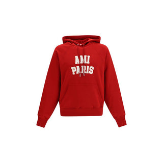 Ami Paris Boxy Fit Embroidered Cotton Hoodie
