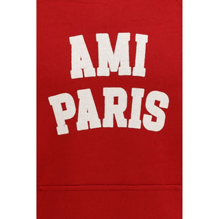 Ami Paris Boxy Fit Embroidered Cotton Hoodie