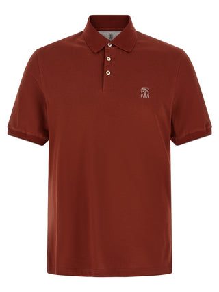 Brunello Cucinelli Red Cotton Polo Shirt