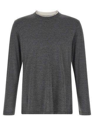 Brunello Cucinelli Gray Silk T-Shirt