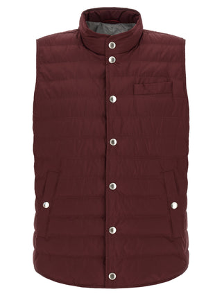 Brunello Cucinelli Bordeaux Polyester Sleeveless Jacket