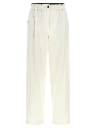 Brunello Cucinelli White Cotton Casual Pants