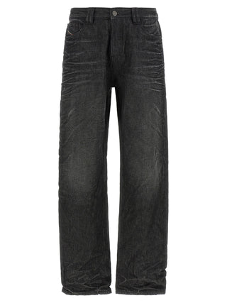 Diesel Gray Cotton Straight-Leg Jeans