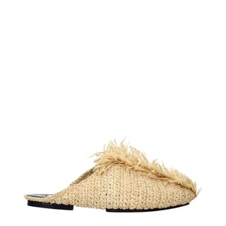 Jil Sander Fringed Raffia Slippers