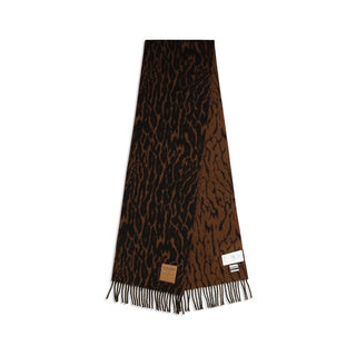 Ganni Leopard Print Wool Knit Scarf