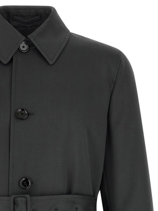 Lardini Belted Virgin Wool Trench Coat