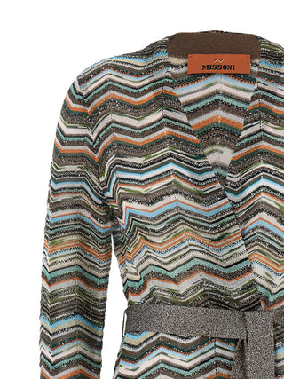 Missoni Chevron Lamé Knit Long Cardigan