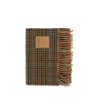 Ganni Small Check Wool Scarf