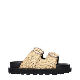 Jil Sander Raffia Buckle Slippers