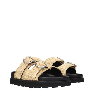 Jil Sander Raffia Buckle Slippers