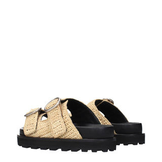 Jil Sander Raffia Buckle Slippers