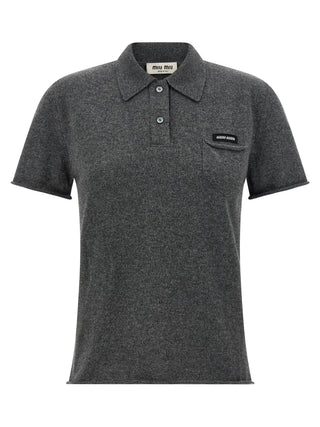 Miu Miu Gray Cashmere Polo Shirt