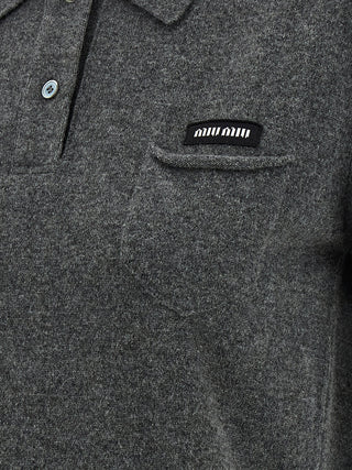 Miu Miu Gray Cashmere Polo Shirt
