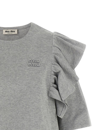 Miu Miu Gray Cotton Short Dress