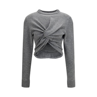 Balenciaga Ruched Crewneck Wool Sweater