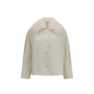 Loulou De Saison White Wool Oves Aries Full-Length Jacket