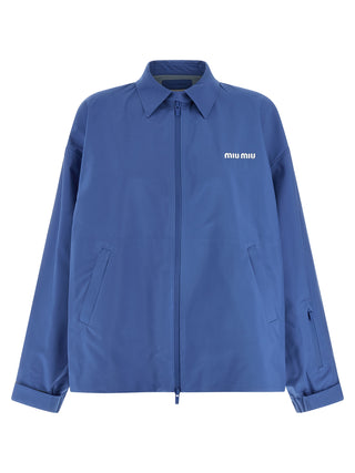 Miu Miu Blue Recycled Polyester Shell Jacket