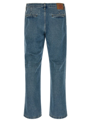Prada Blue Cotton Straight-Leg Jeans