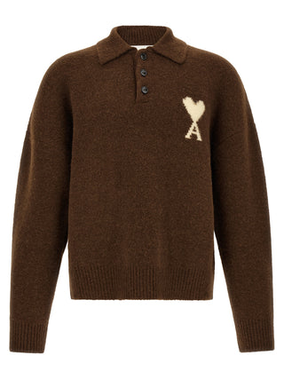 Ami Paris Ami de Coeur Alpaca Wool Polo Shirt