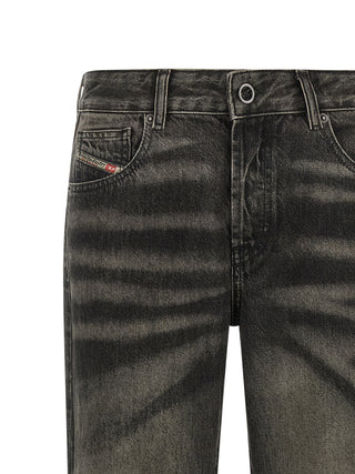 Diesel Black Cotton Straight-Leg Jeans