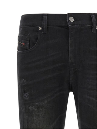 Diesel Black Cotton Tapered Jeans