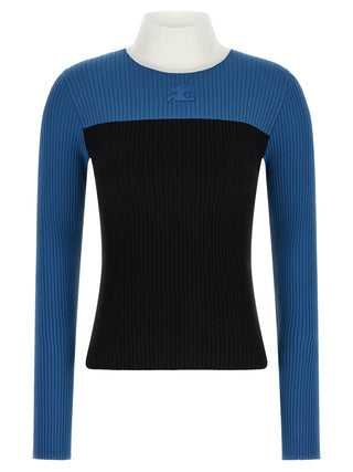 Courrèges High-Neck Rib-Knit Jersey