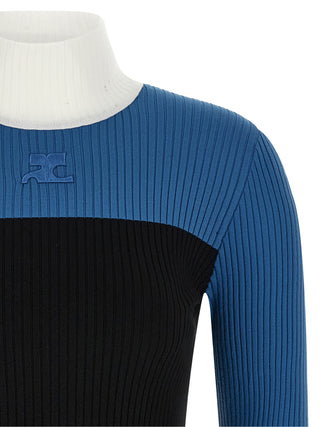 Courrèges High-Neck Rib-Knit Jersey