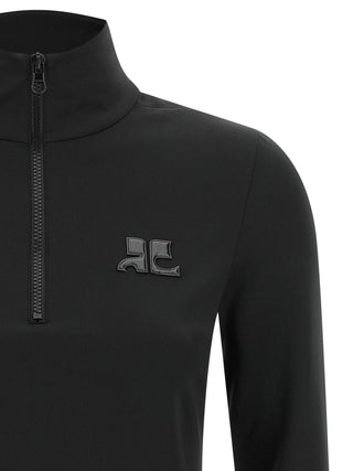 Courrèges Half-Zip Rib-Knit Top