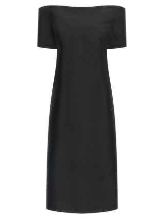 Jil Sander Off-Shoulder Silk Wool Midi Dress
