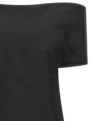 Jil Sander Off-Shoulder Silk Wool Midi Dress