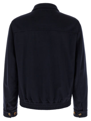 Brunello Cucinelli Blue Virgin Wool Bomber