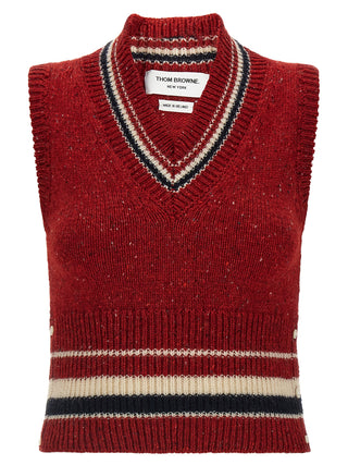 Thom Browne Red Wool Sleeveless Jacket