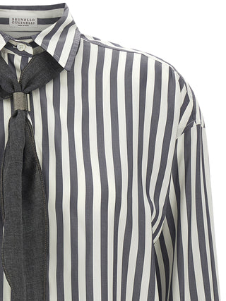 Brunello Cucinelli Gray Silk Blouse