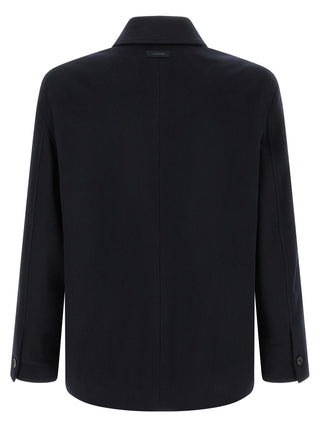 Lardini Blue Cashmere Full-Length Jacket