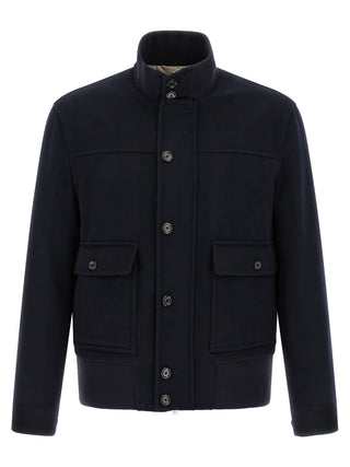 Lardini Blue Virgin Wool Full-Length Jacket