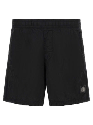 Stone Island Black Polyamide Cargo Shorts