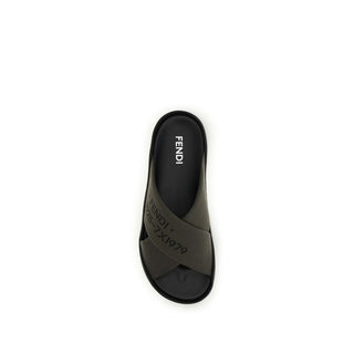 Fendi Bicolor Polyester Flat Sandals