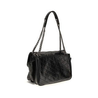 Saint Laurent Black Calf Leather Bos Taurus Shoulder Bag