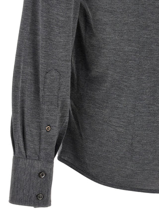 Brunello Cucinelli Gray Silk Blouse