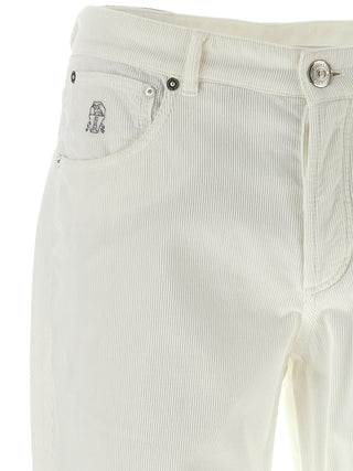 Brunello Cucinelli White Cotton Casual Pants