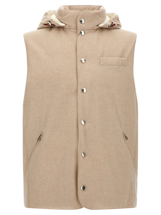 Brunello Cucinelli Beige Wool Sleeveless Jacket