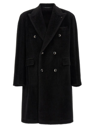Tagliatore Black Alpaca Leather Coat